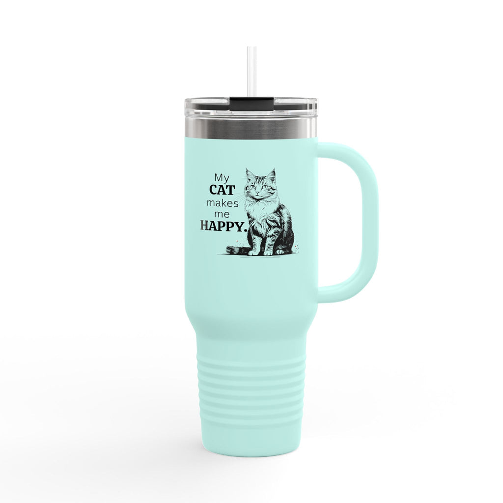 Cat Makes Me Happy Insulated Mug, 40oz