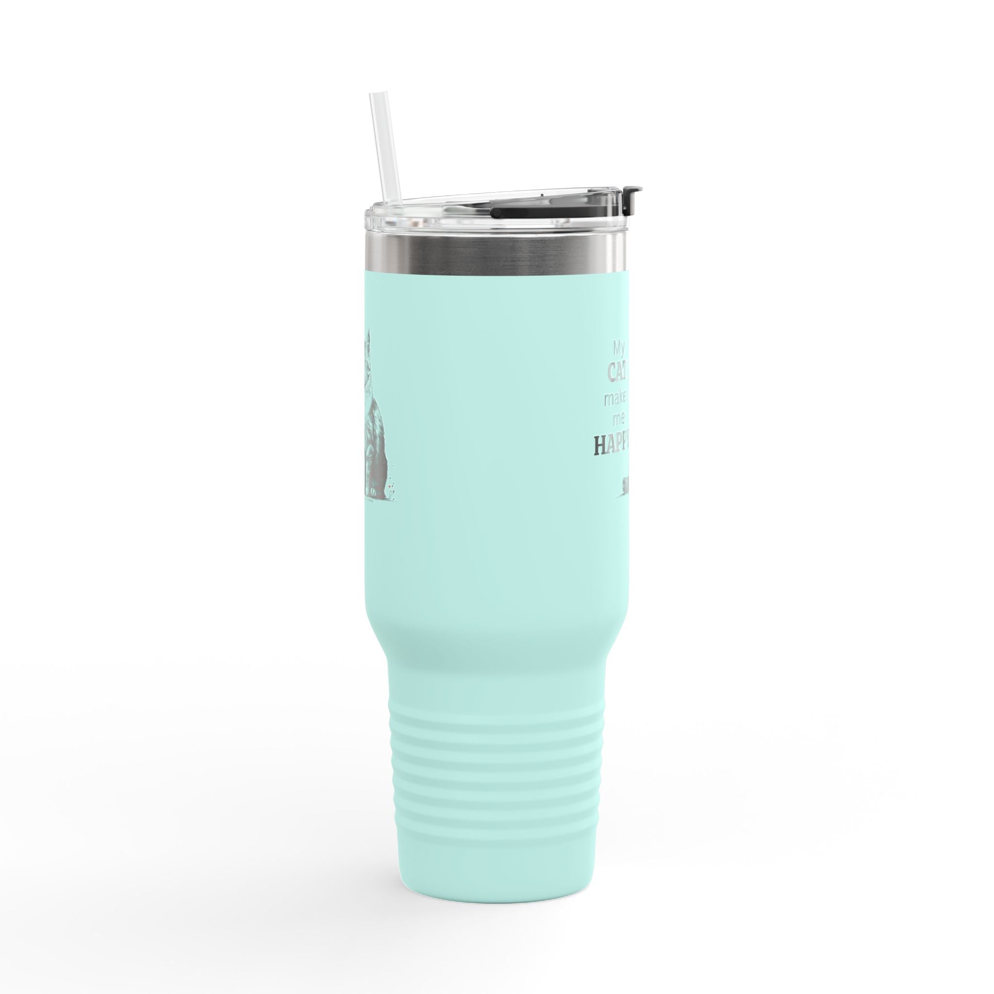 Cat Makes Me Happy Insulated Mug, 40oz