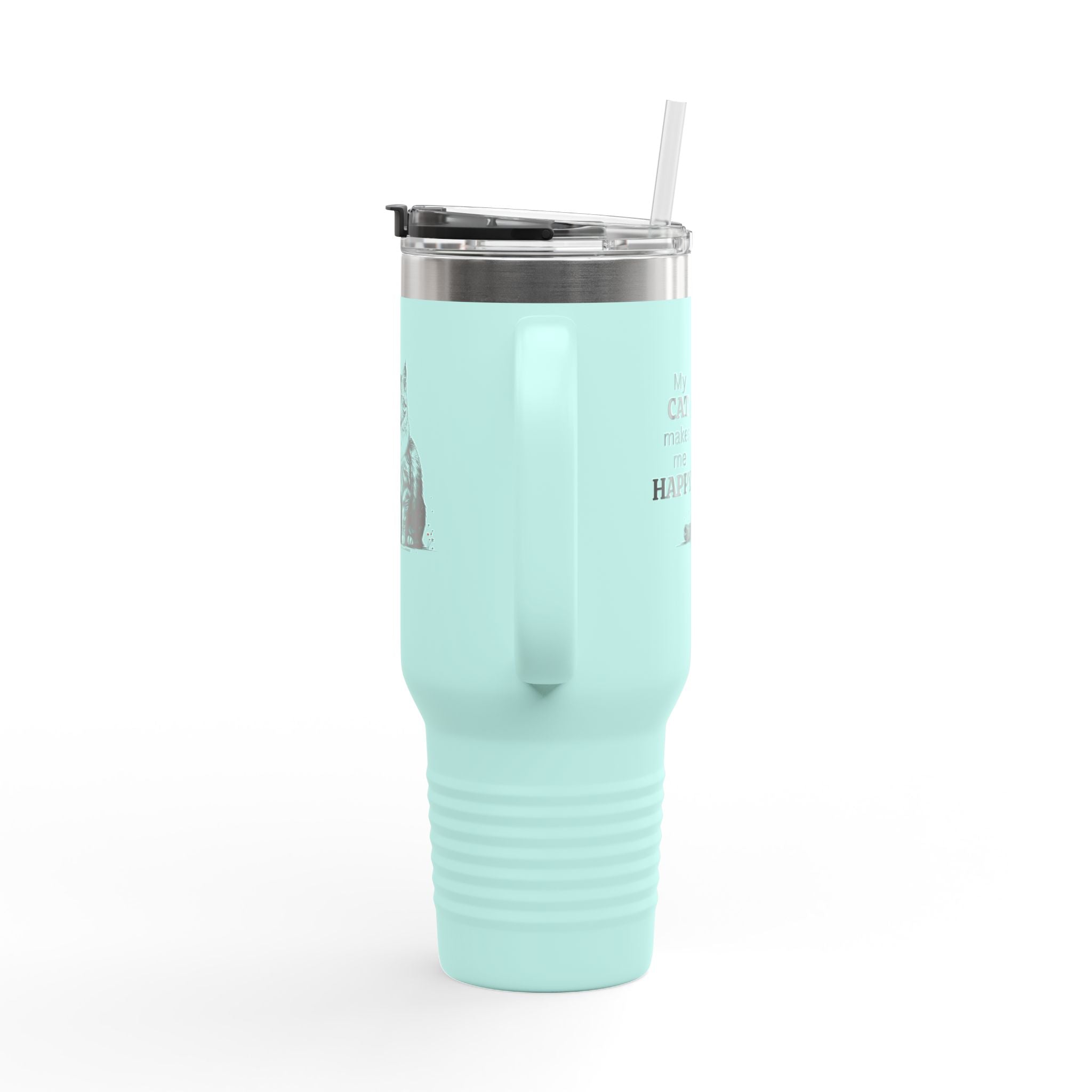 Cat Makes Me Happy Insulated Mug, 40oz