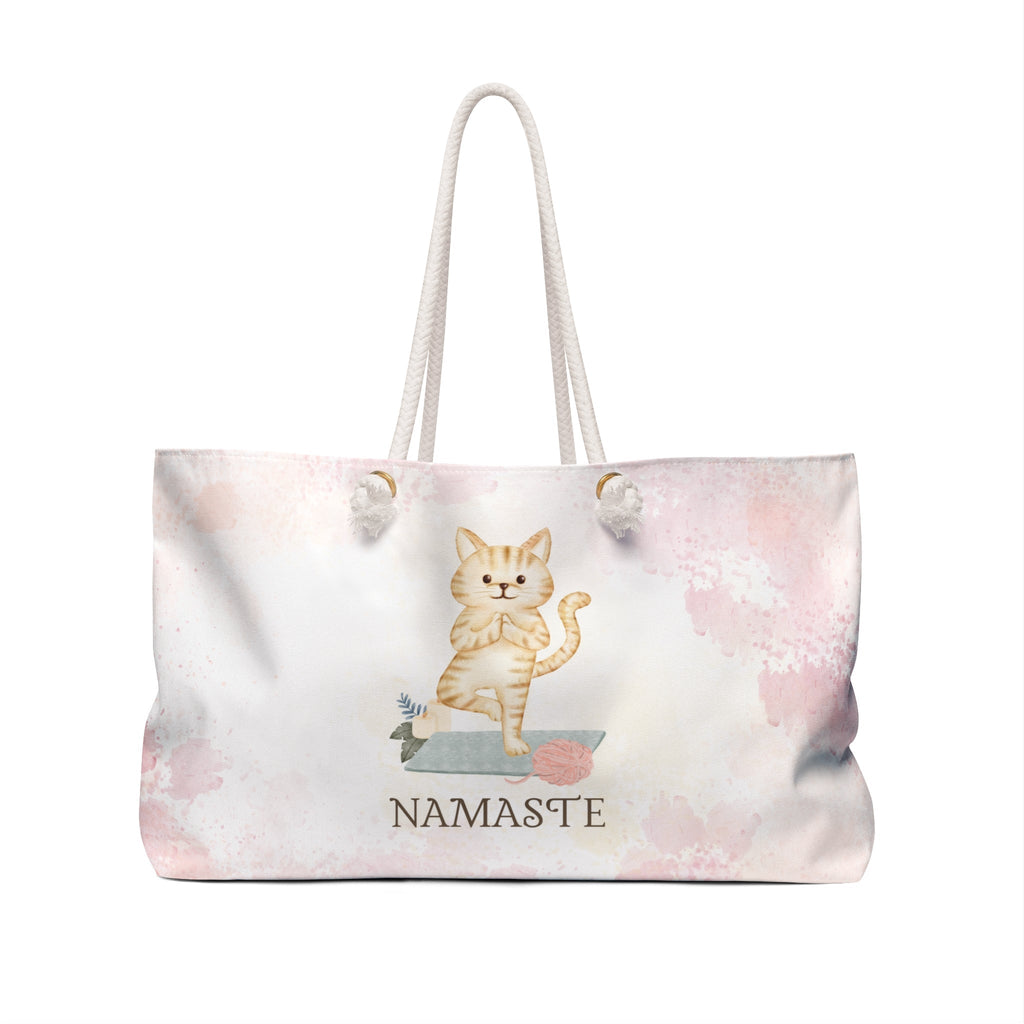 Namaste Cat Weekender Tote – Yoga Cat Travel Bag