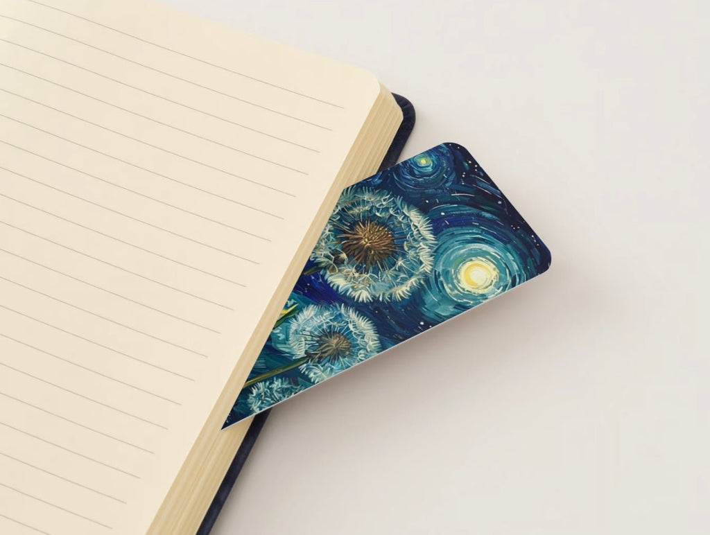 Nighttime Dandelions Glossy Double-Sided Bookmark, 2” x 6”