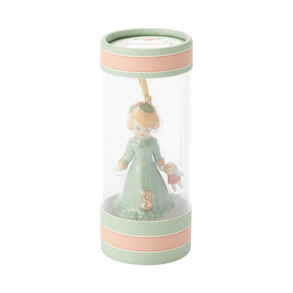 Growing Up Girl Ornament - Blonde Age 3