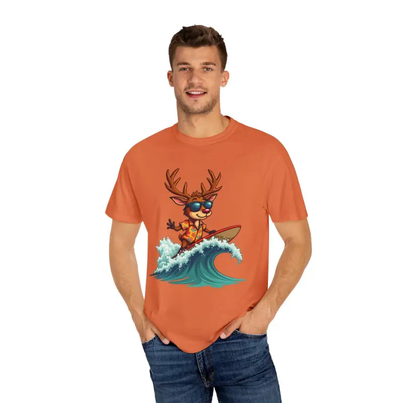 Ocean State Styles CozyWave T Shirt Surfing Reindeer Tee