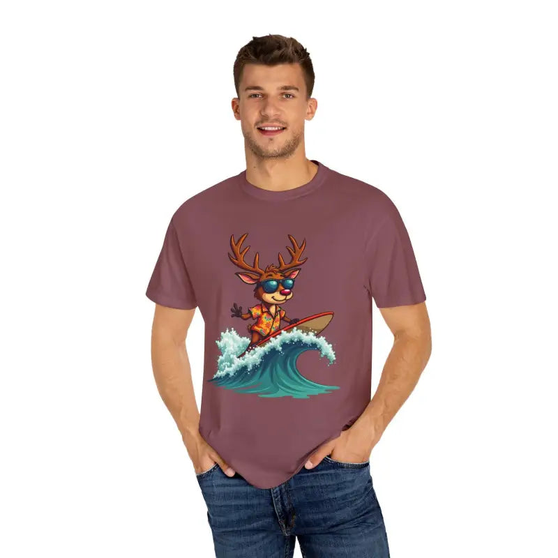 Ocean State Styles CozyWave T Shirt Surfing Reindeer Tee