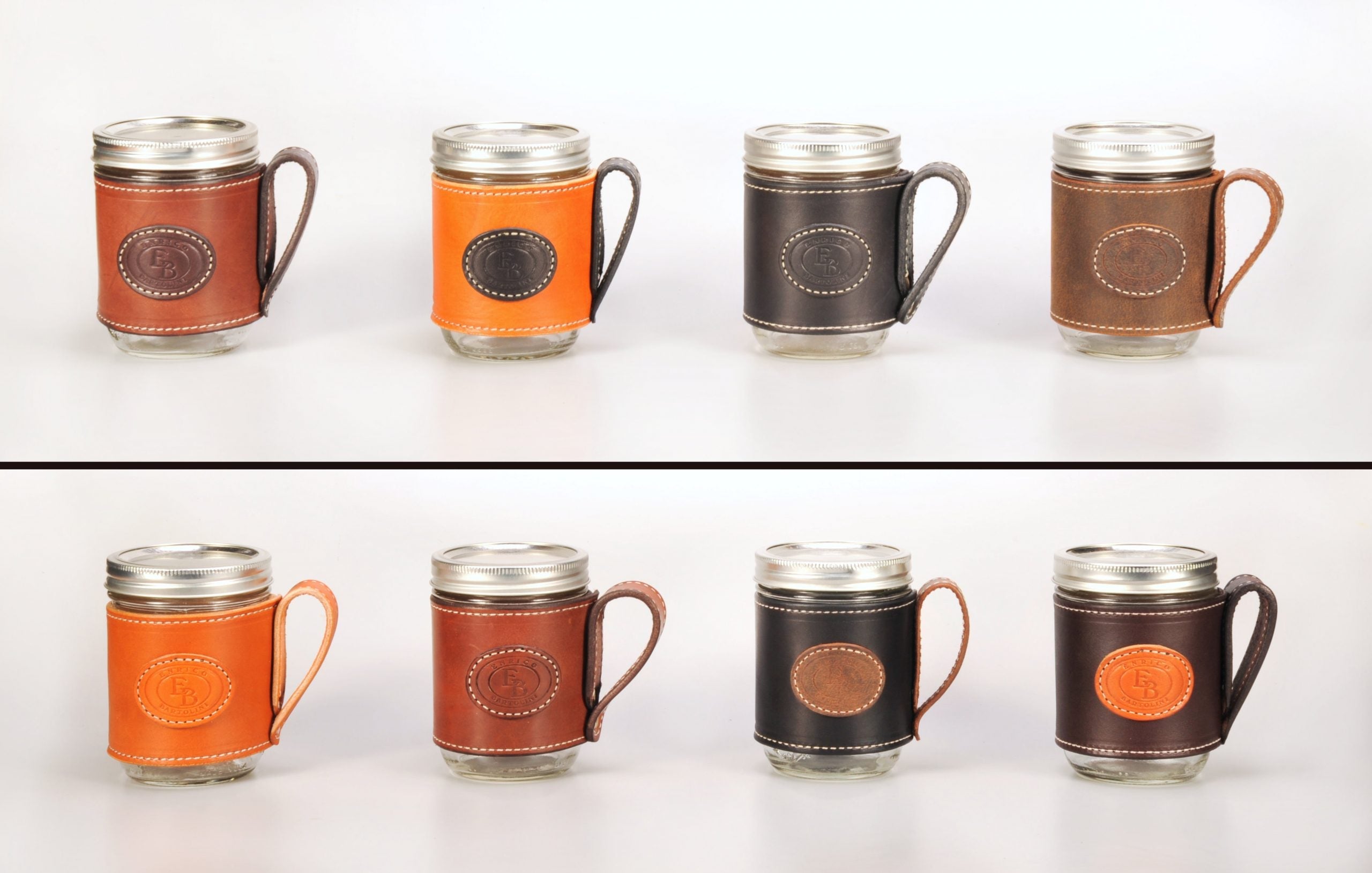 Enrico Bartolini Leather Mason Jars