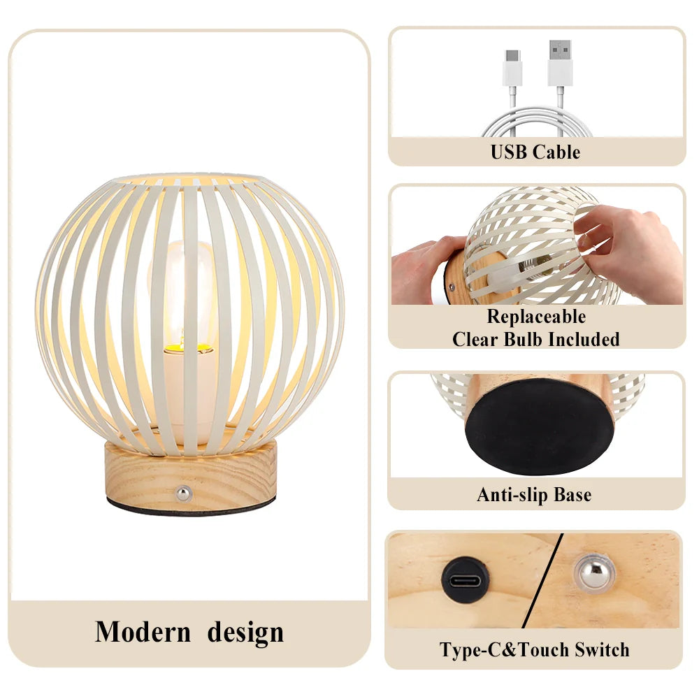  6'H Rechargeable Touch Bedside Table Lamp(Round)