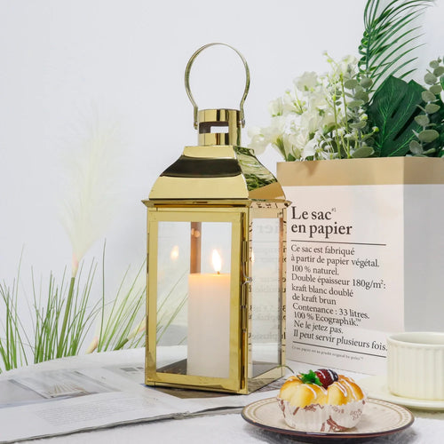 12.5" H Stainless Steel Decorative Candle Lantern(Gold)