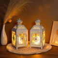 Set of 2 Decorative Lanterns 9.5" High Metal Candle Lanterns
