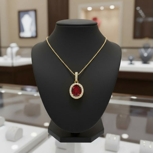 "Eternity" Oval Cremation Pendant with Halo 7x5mm