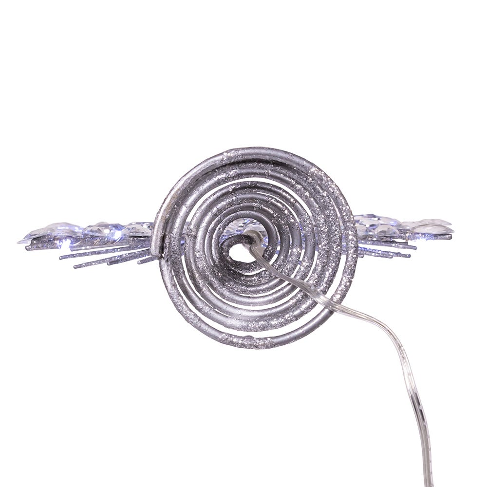 11.75" Lighted Silver Glittered Snowflake Treetop