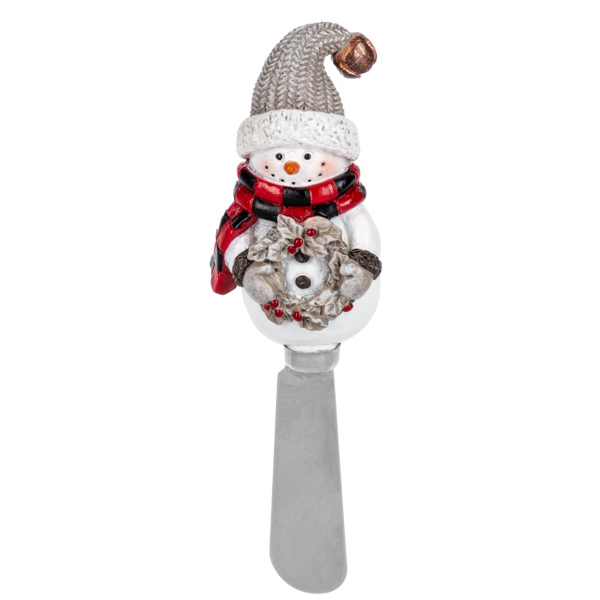 Snowman Spreader -  Wreath With Grey Hat