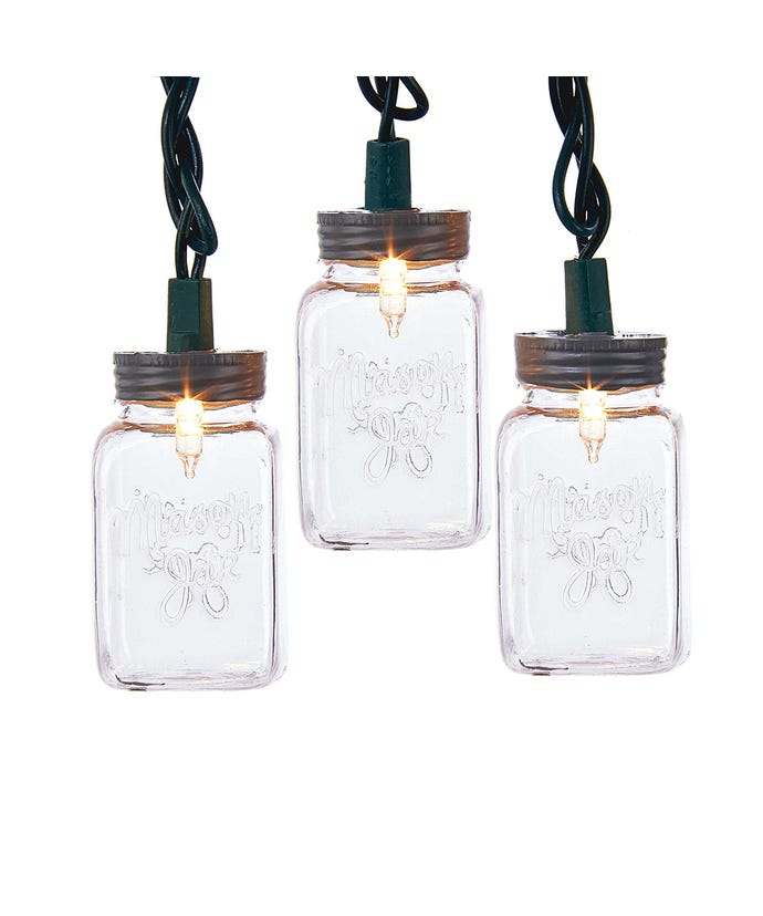 10-Light Clear Mason Jar Light Set