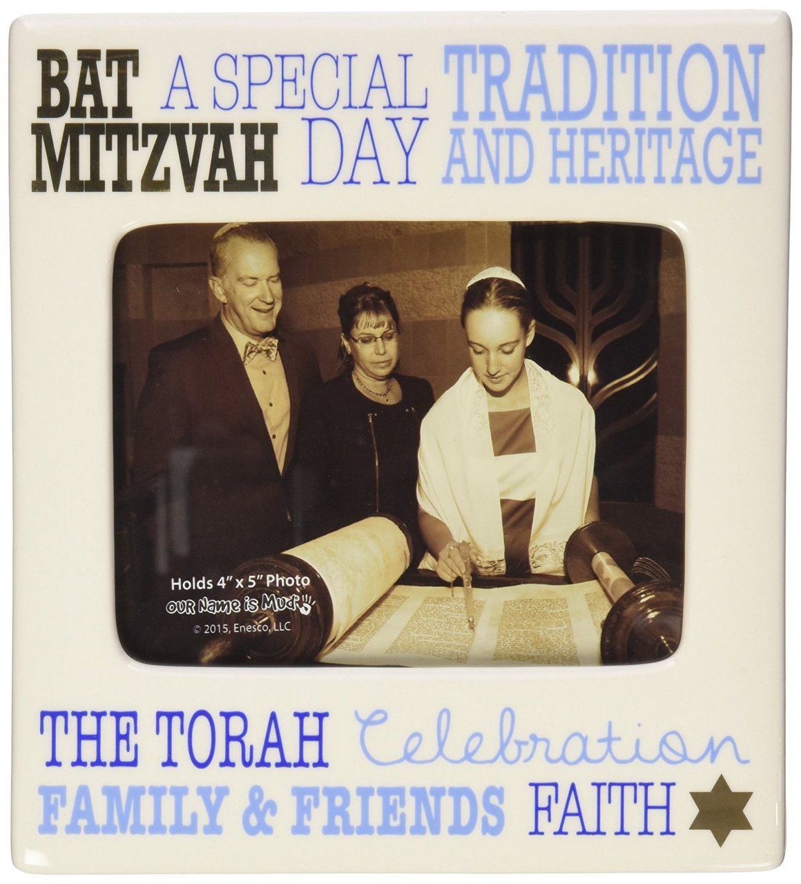 Bat Mitzvah Picture Frame  Gold Accents