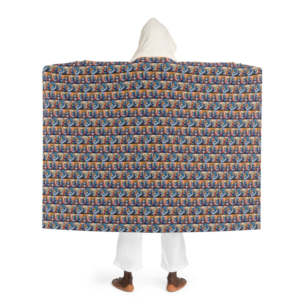 Painted Kitties Hooded Sherpa Fleece Blanket