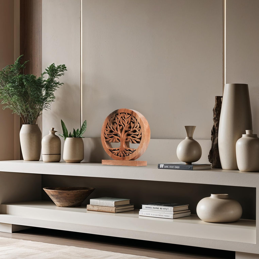 Cloverly Tree of Life Wooden Sculpture – Handmade Decorative Art | Decozen Luxe, Gift for Mom