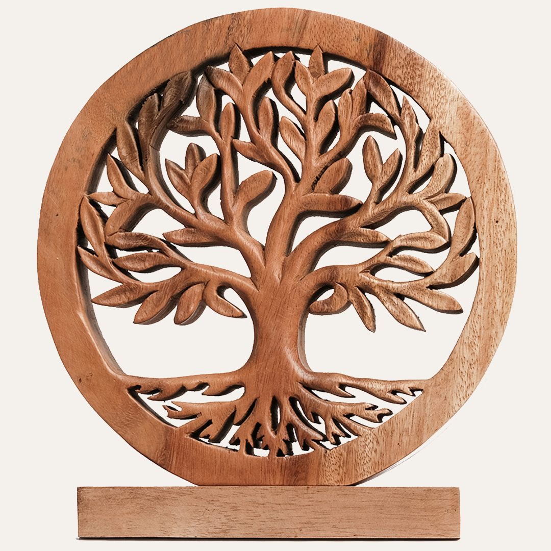Cloverly Tree of Life Wooden Sculpture – Handmade Decorative Art | Decozen Luxe, Gift for Mom