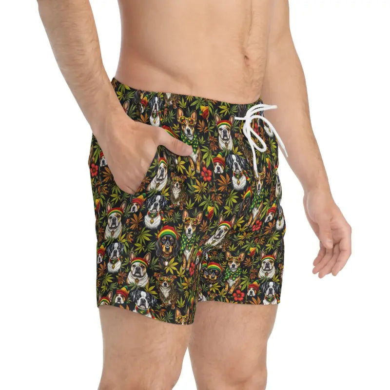 Ocean State Styles Mens Paw Print Dog Themed Swim Trunks