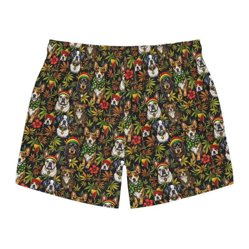 Ocean State Styles Mens Paw Print Dog Themed Swim Trunks