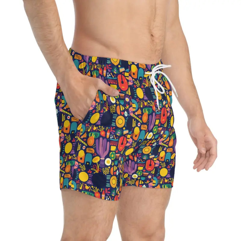 Ocean State Styles Patterned Mens Swim Trunks Drawstring