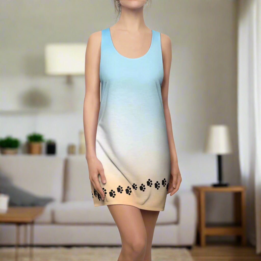 Paw Print Women's Racerback Dress - Beach Vibes for CatLovers