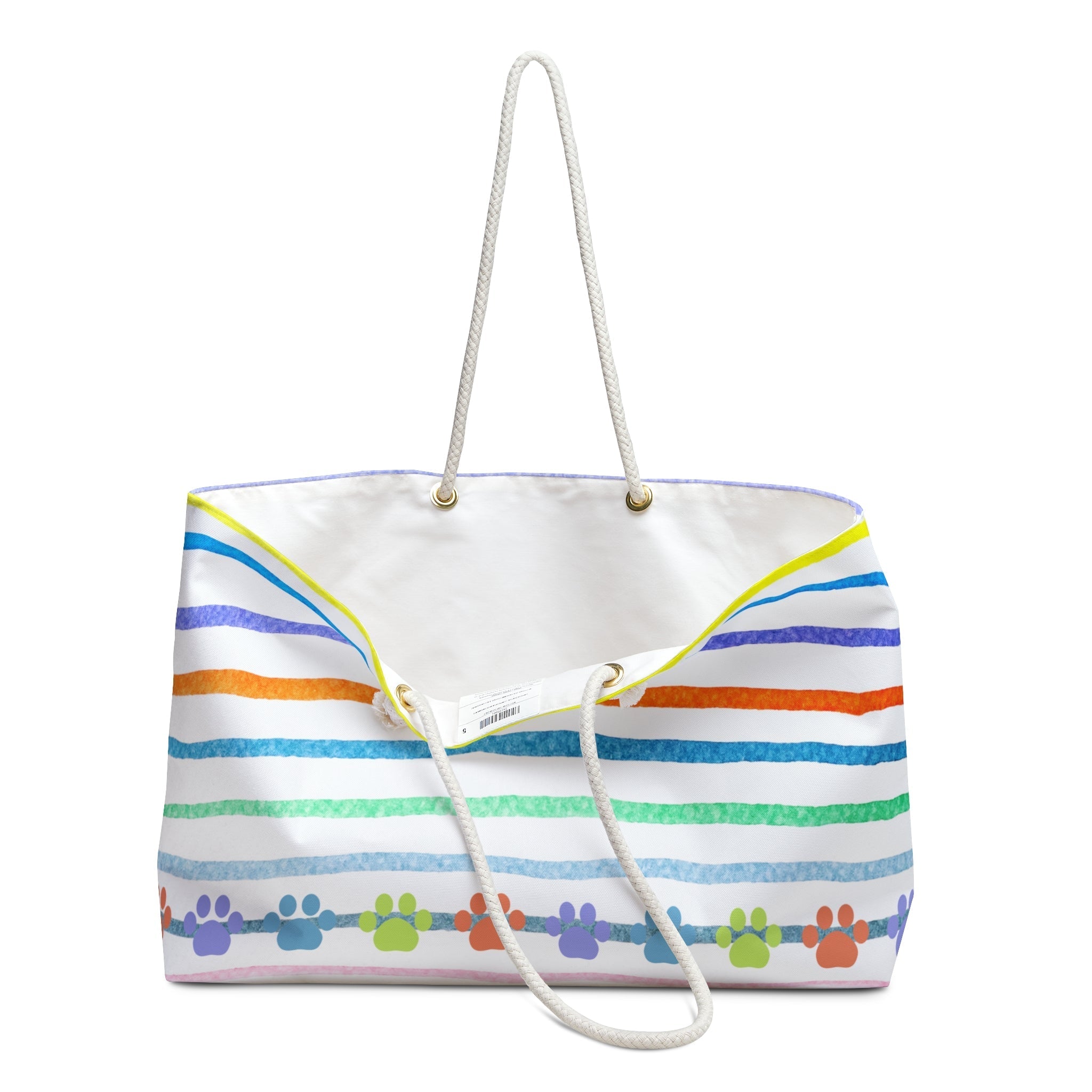 Rainbow Paw Print Weekender Tote – Colorful Cat & Dog Lover Travel Bag