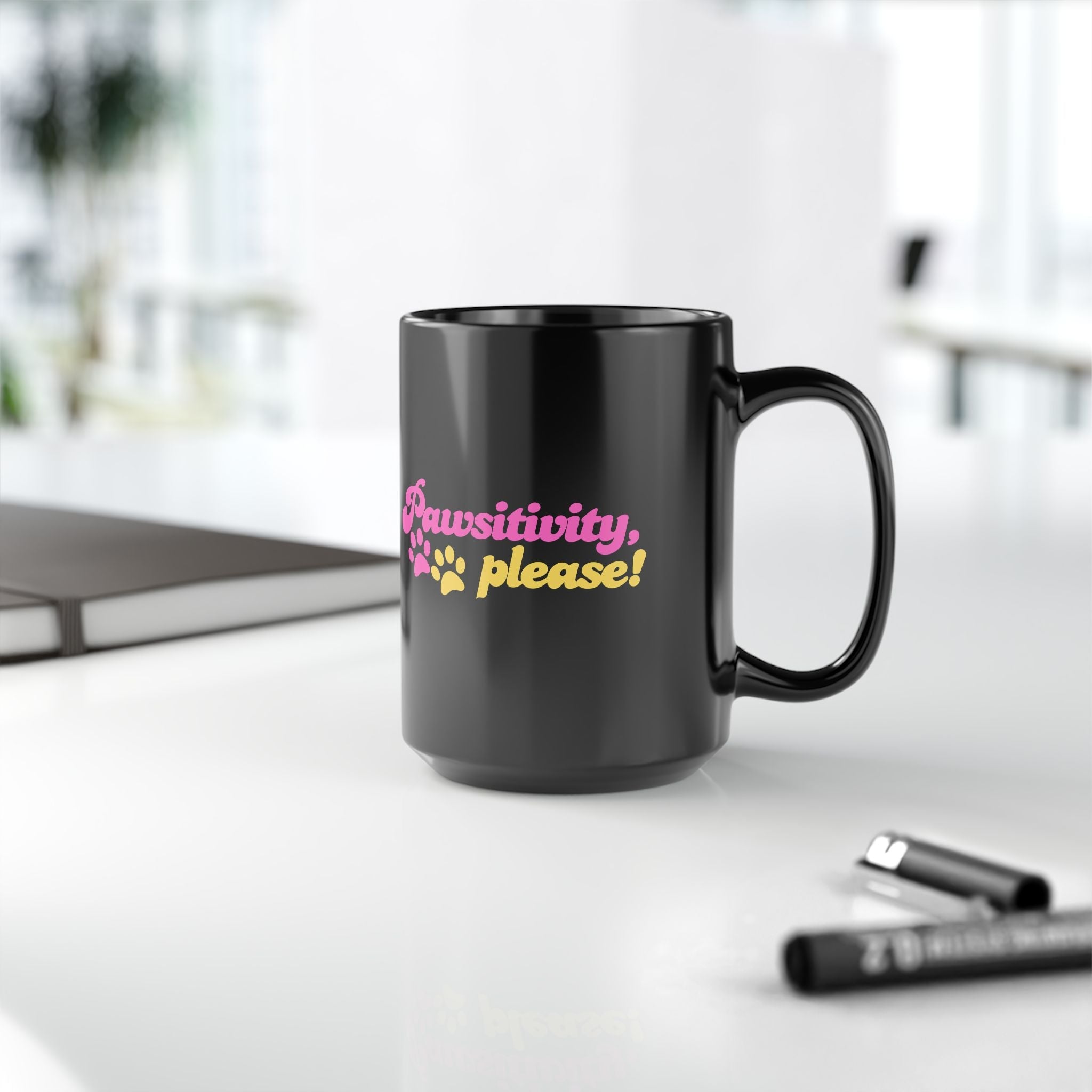 Pawsitivity Mug | Black Coffee Cup