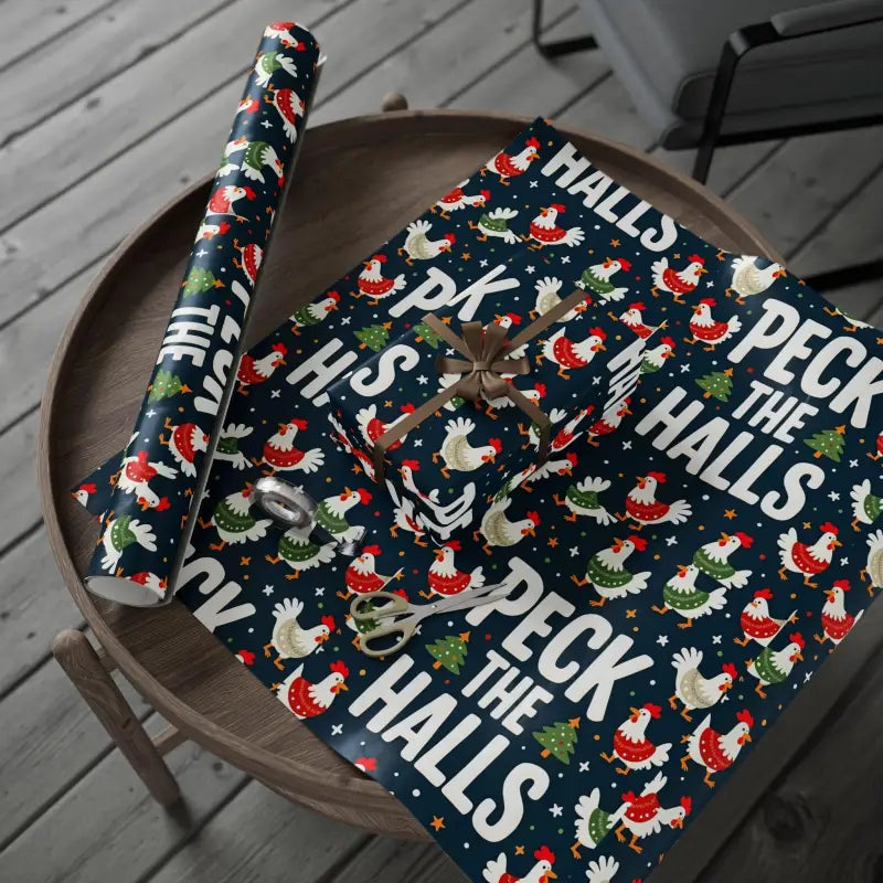 Ocean State Styles Wrapping Paper Peck The Halls Chicken