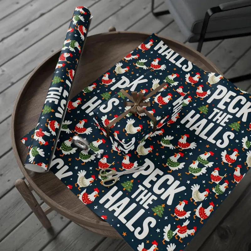 Ocean State Styles Wrapping Paper Peck The Halls Chicken