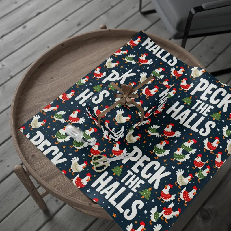 Ocean State Styles Wrapping Paper Peck The Halls Chicken