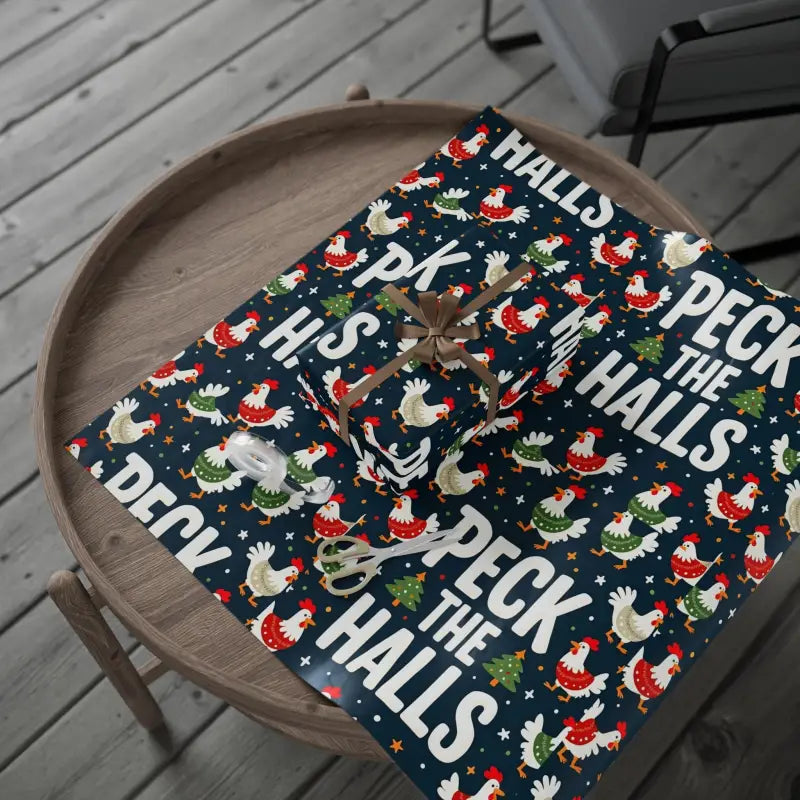 Ocean State Styles Wrapping Paper Peck The Halls Chicken