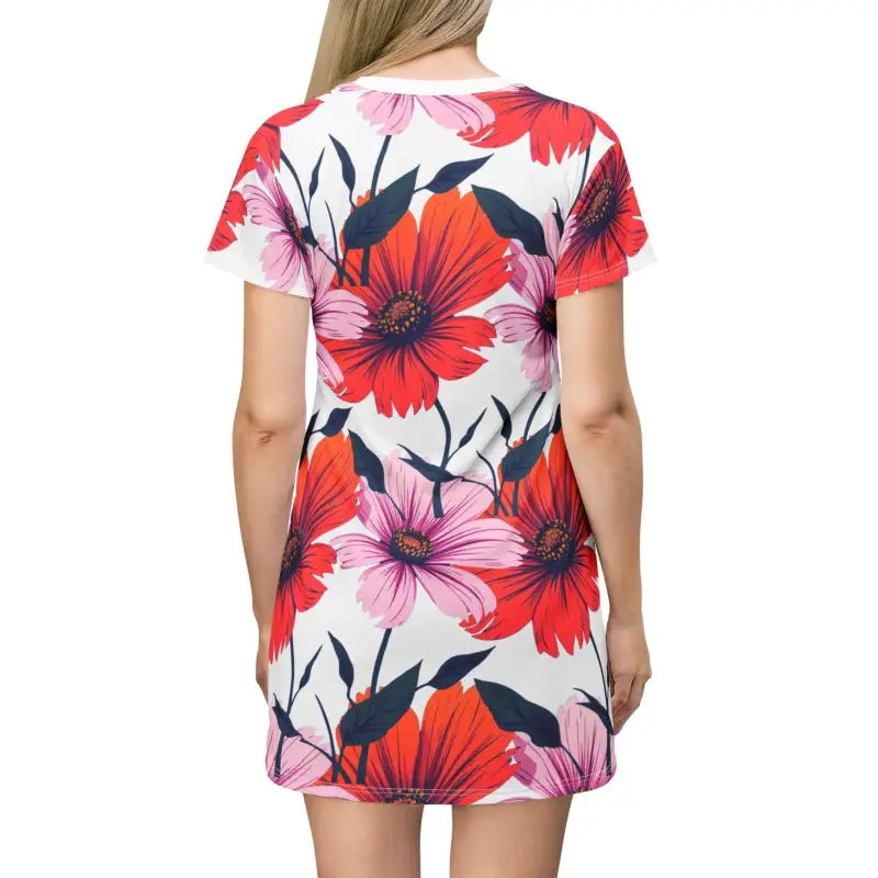 Ocean State Styles T Shirt Dress Floral Print Women Casual