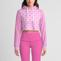 Pink Heart Grid Crop Hoodie