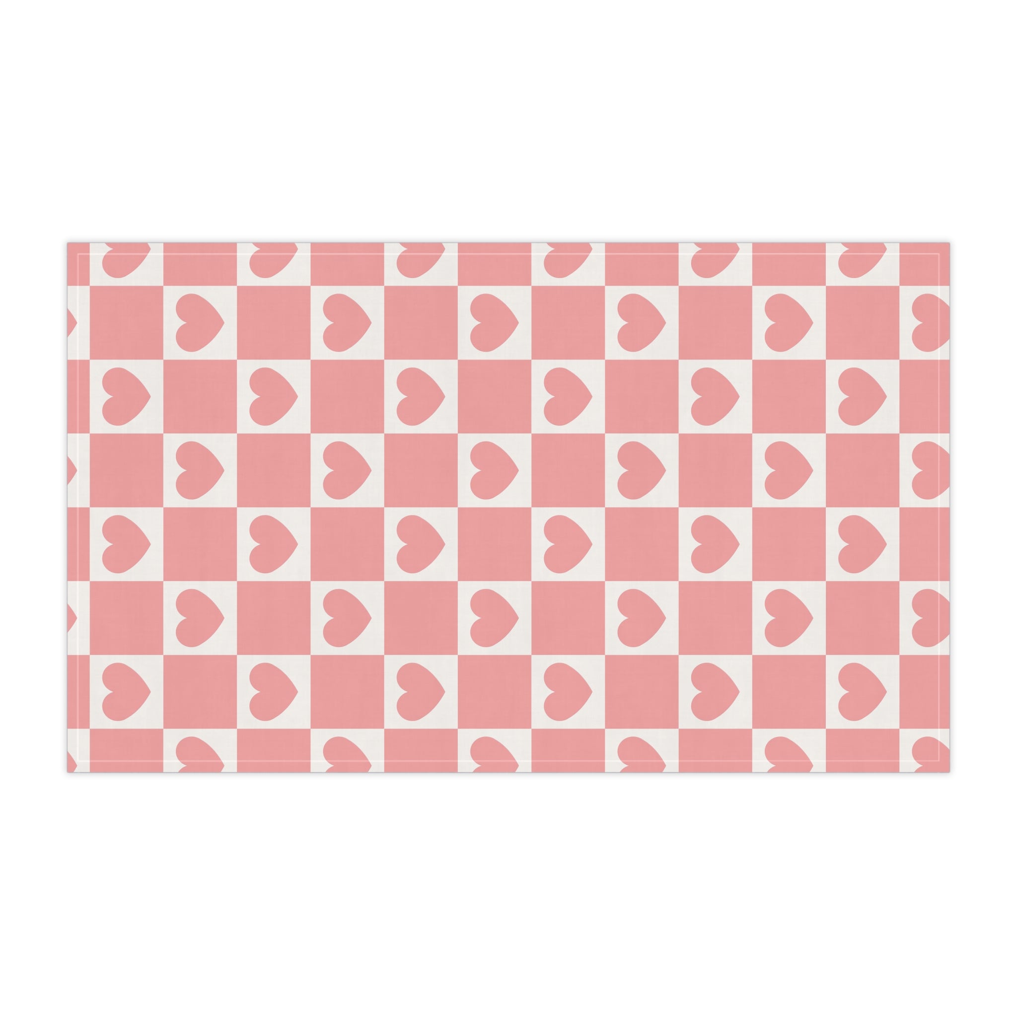 Pink Heart Grid Tea Towel, 18" x 30"