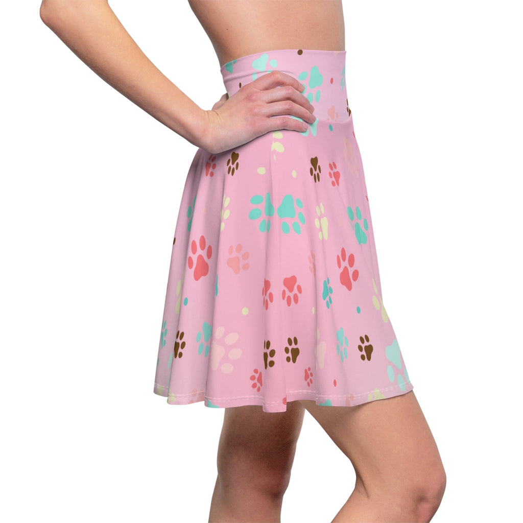 Pink Pet Paw Print Skater Skirt - Cute & Fun for Animal Lovers