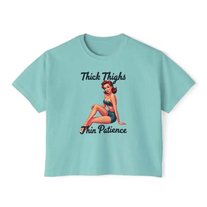 Ocean State Styles Boxy Tee Thick Thighs Thin Patience
