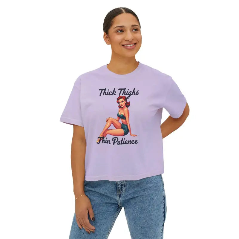 Ocean State Styles Boxy Tee Thick Thighs Thin Patience