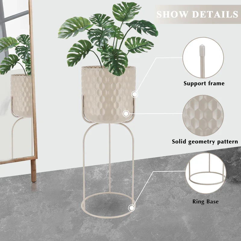 Set Of 2-18"&21.5"H Flower Pot Stand(Gray, barrel pressed)