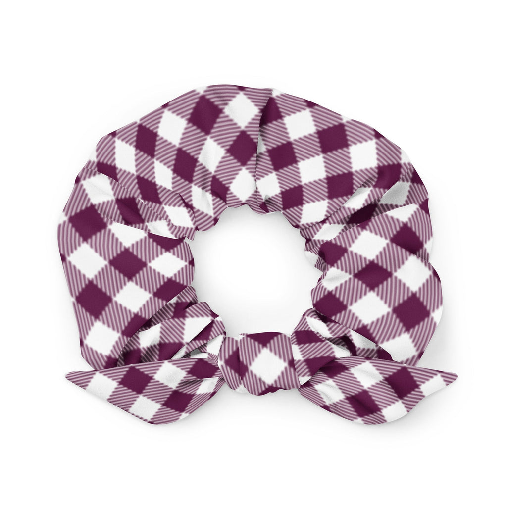 Plum Plaid Recycled Fabric Hair Scrunchie