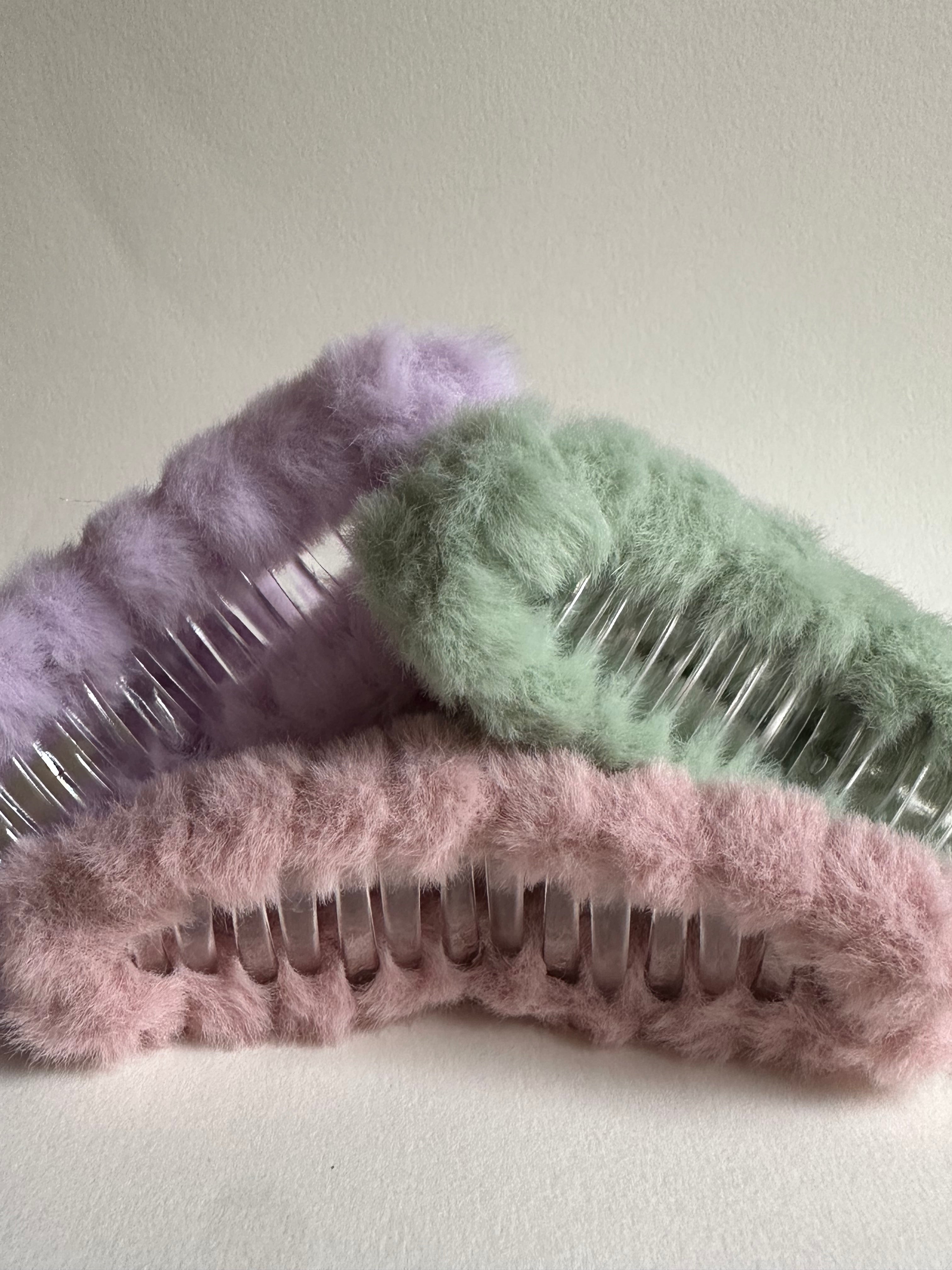 Plush Pastel Faux Fur Hair Claw