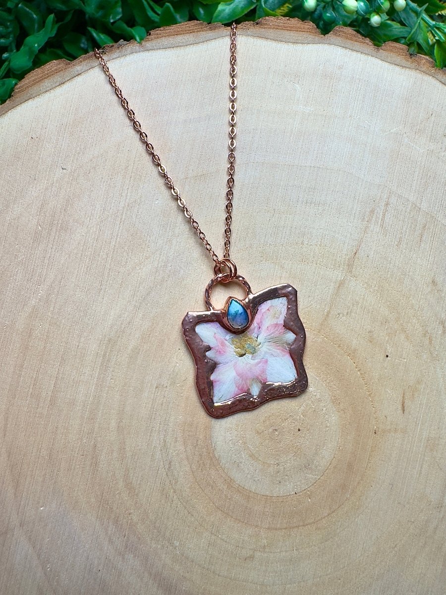 Poppyseed- Moonstone and Flower Necklace