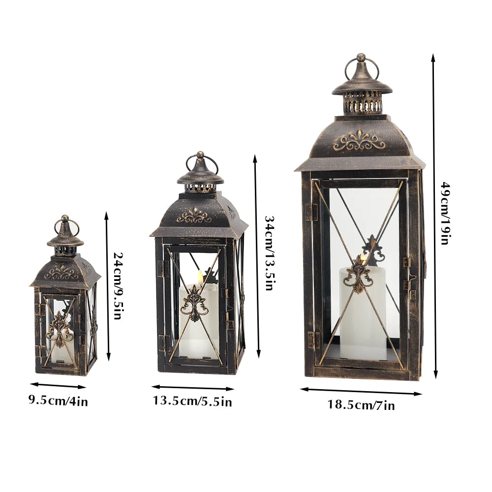 Set of 3- 19'' High Decorative Hanging Lantern (Black)   13.5'' & 9.5''