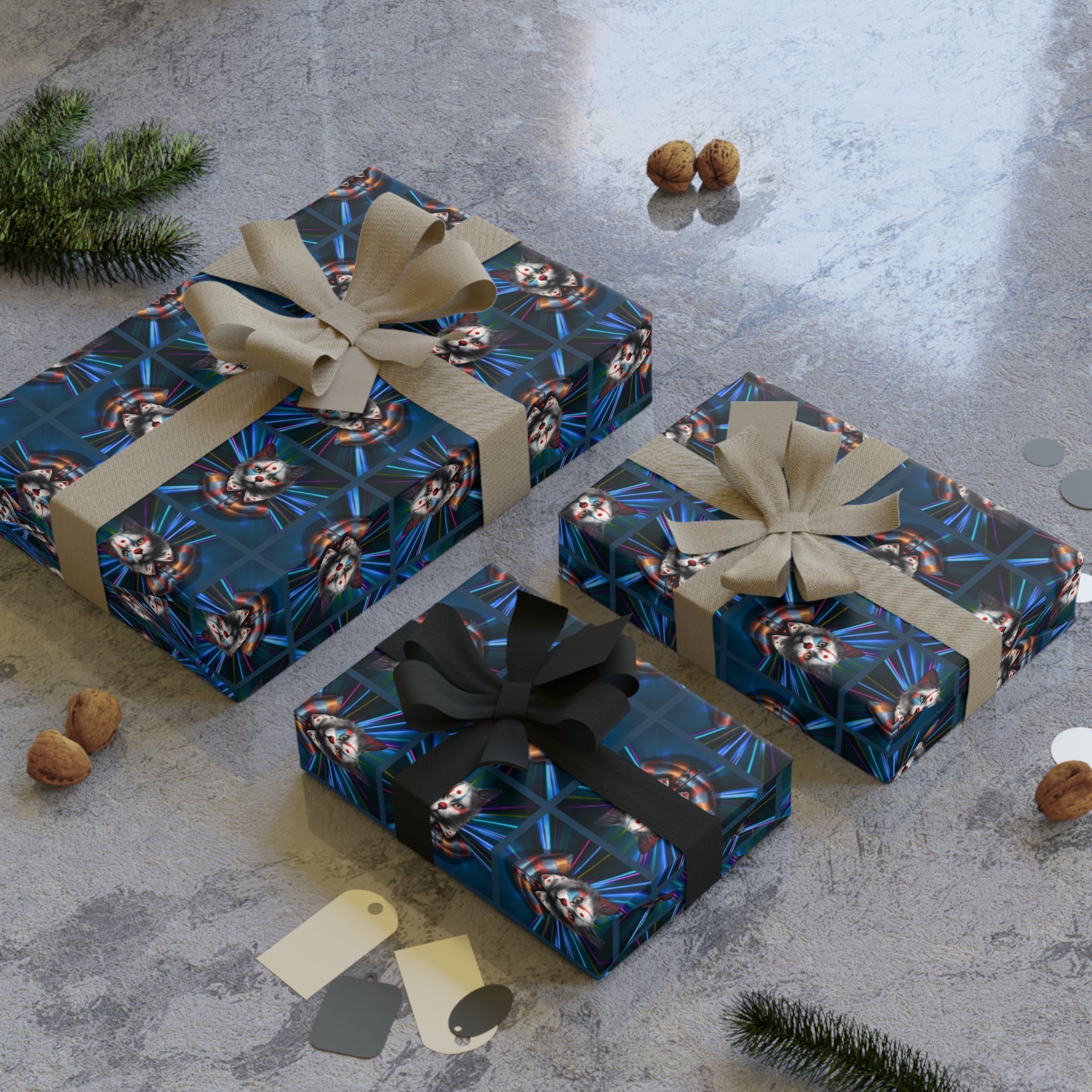 Premium Cat Clown Design Gift Wrapping Paper Roll