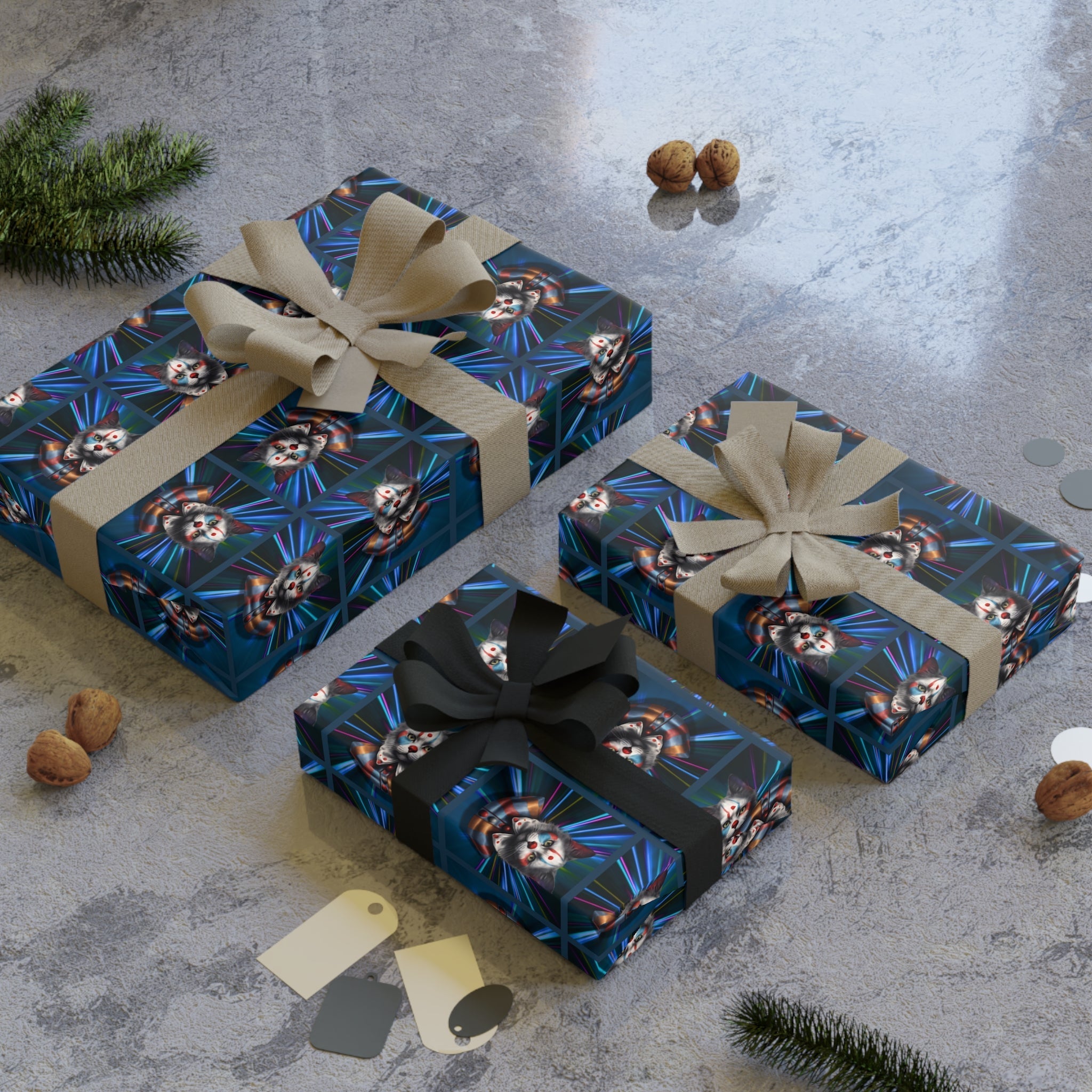Premium Cat Clown Design Gift Wrapping Paper Roll
