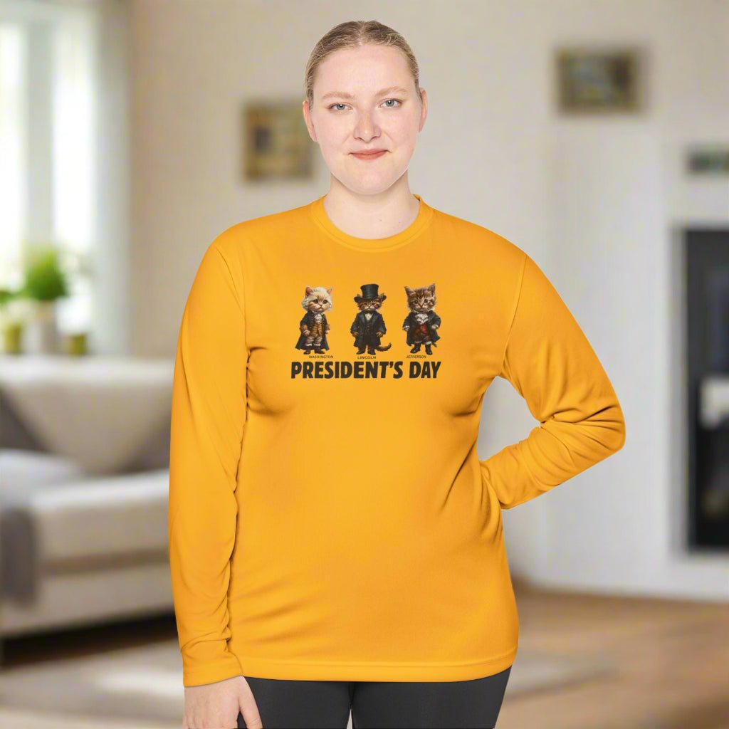 Presidents Day Kittens Long-Sleeve Tee for Unisex Comfort