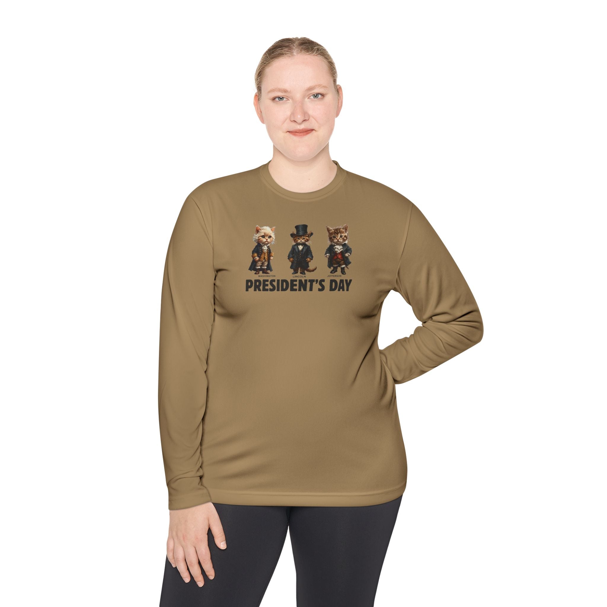 Presidents Day Kittens Long-Sleeve Tee for Unisex Comfort