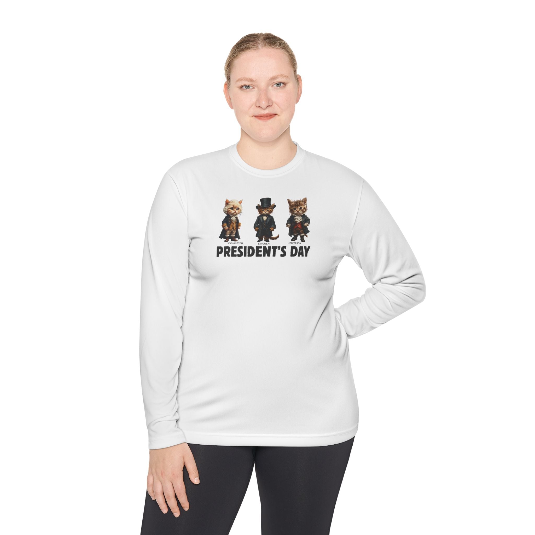 Presidents Day Kittens Long-Sleeve Tee for Unisex Comfort