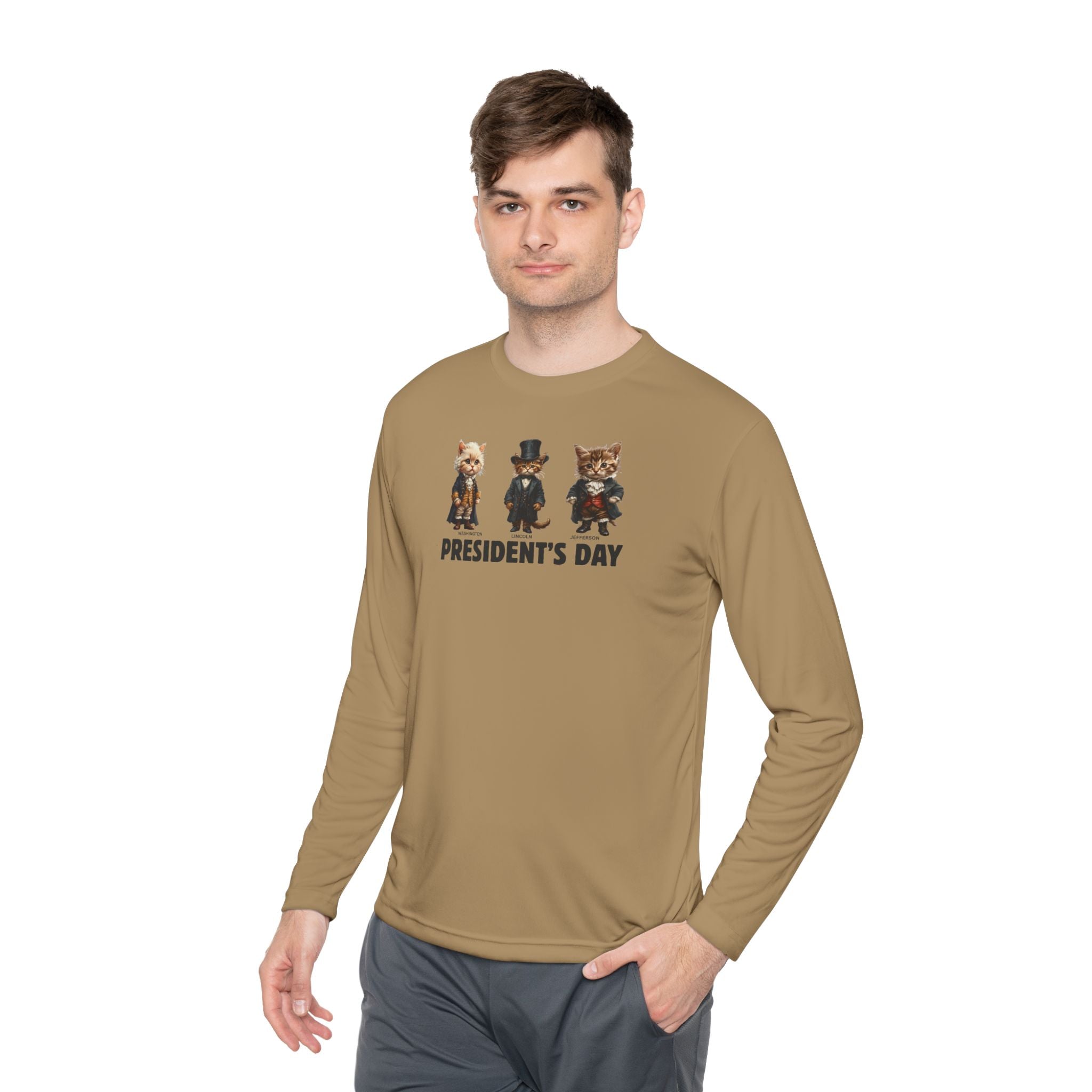Presidents Day Kittens Long-Sleeve Tee for Unisex Comfort