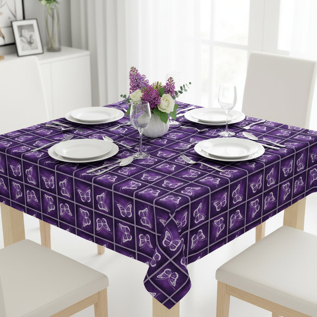 Purple Butterfly Design Purple Tablecloth