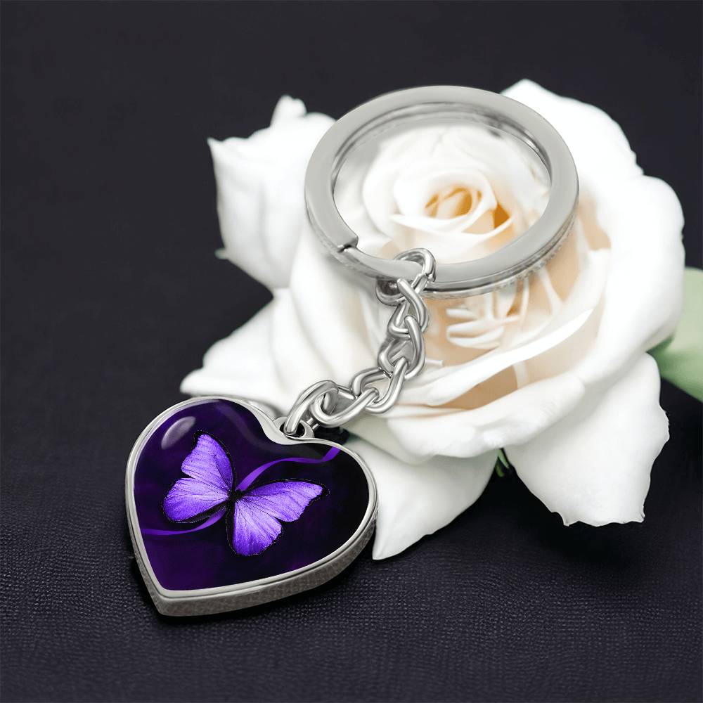 Purple Butterfly Seizure Awareness Keychain