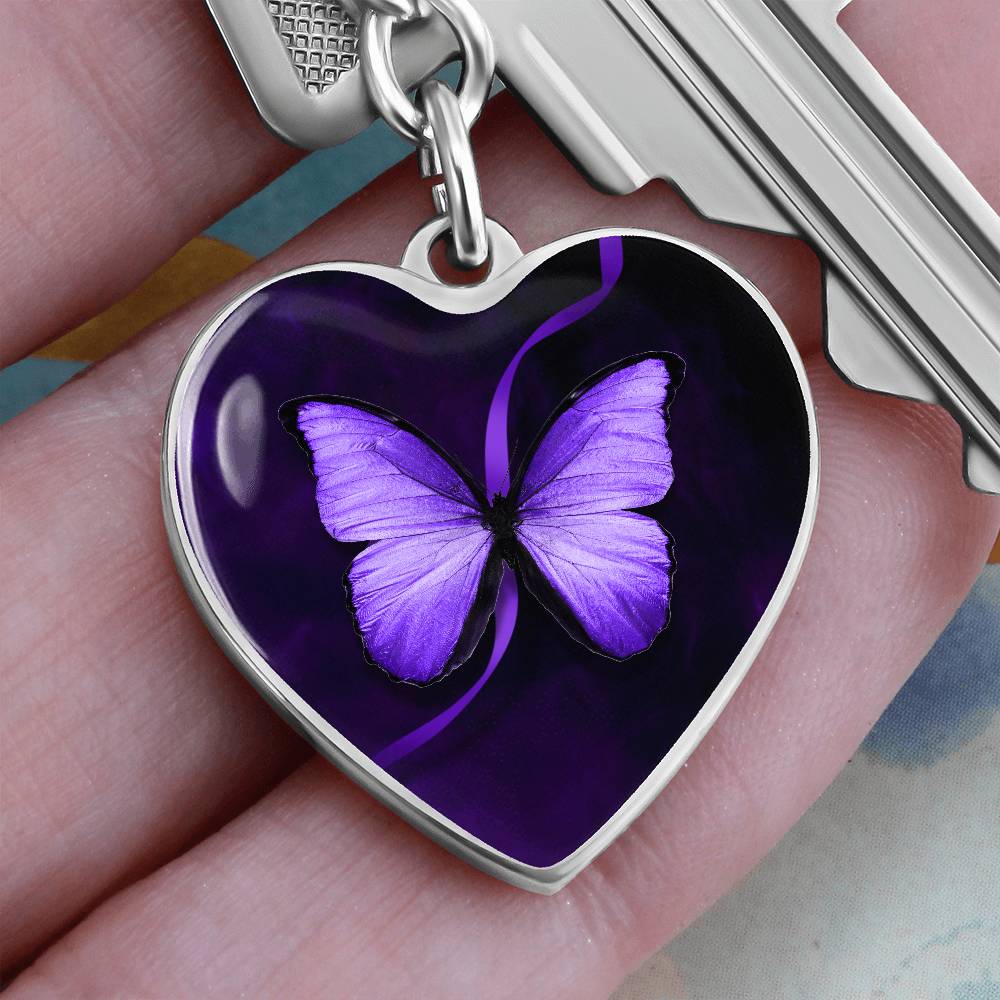 Purple Butterfly Seizure Awareness Keychain